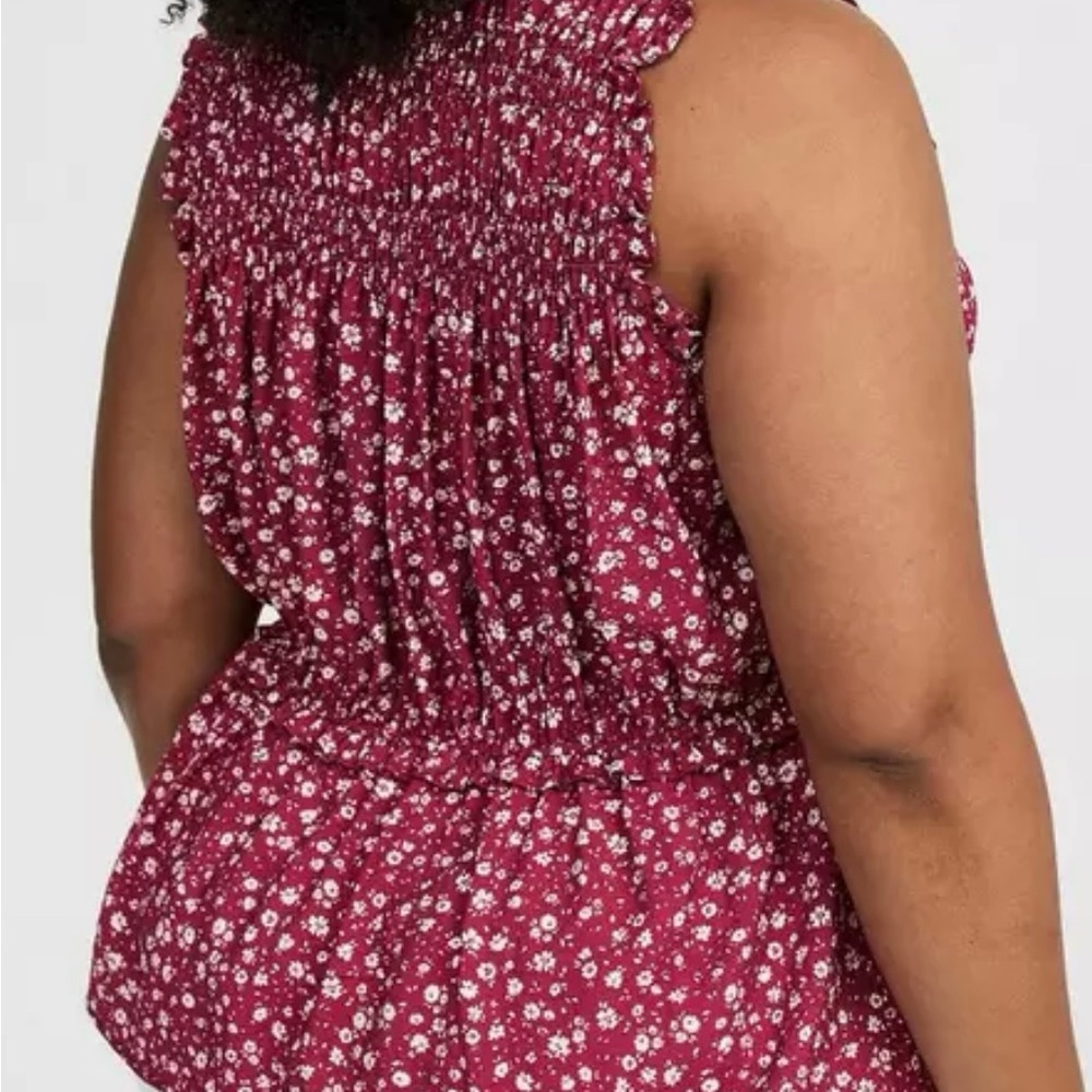 Torrid Red Floral Ruffle Blouse - Picture 5 of 7